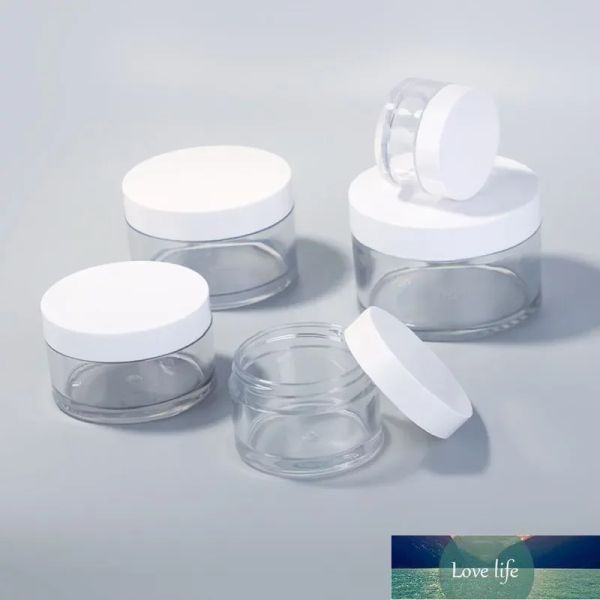 Großhandel durchsichtige PET-Kunststoffglas-Verpackungsflaschen mit weißem Deckel, 30 g, 50 g, 100 g, 150 g, 200 g, Kosmetikbehälter für Schlammmaskencreme