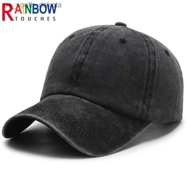 Rainbowtouches вымыта весенняя летняя кепка украсить бейсбольную шляпу моду Men Colors Baseball Outdoor Simple Vintag Casual Women Hat L230523