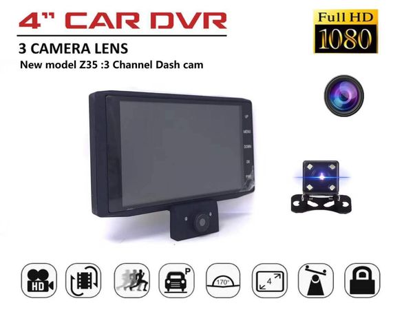 DVR de carro de 4,0 polegadas Gravador de vídeo Registrador Dash Camera Full HD 1080P 3 em 1 dash cam HD Dual Lens 720P Z35