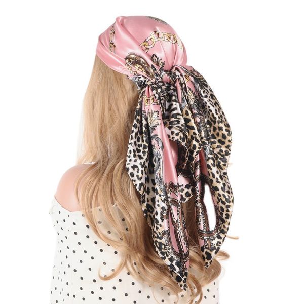 Sarongs Kopftuch für Frauen, Bandana, Modedesigner, schöner Foulard, weicher Seidensatin-Schal, Kopftuch, 9090 cm, quadratischer Hals, Haarschals 230605