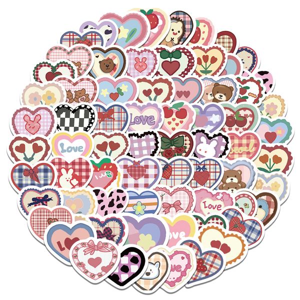 100 PCS Mini Cuore a Scacchi Skateboard Adesivi per Auto Bambino Scrapbooking Astuccio Diario Telefono Laptop Planner Decor Libro Album Giocattoli per Bambini Decalcomanie Fai da Te