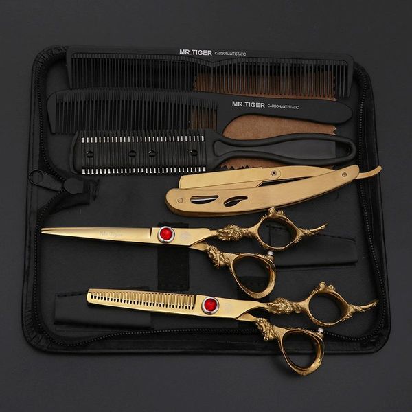 Werkzeuge Scharfe Klinge 5,5 6,0 Zoll Friseurschere Professionelle Haarschere Set Haarschneideschere Barber Scissor Cut Razor Makas