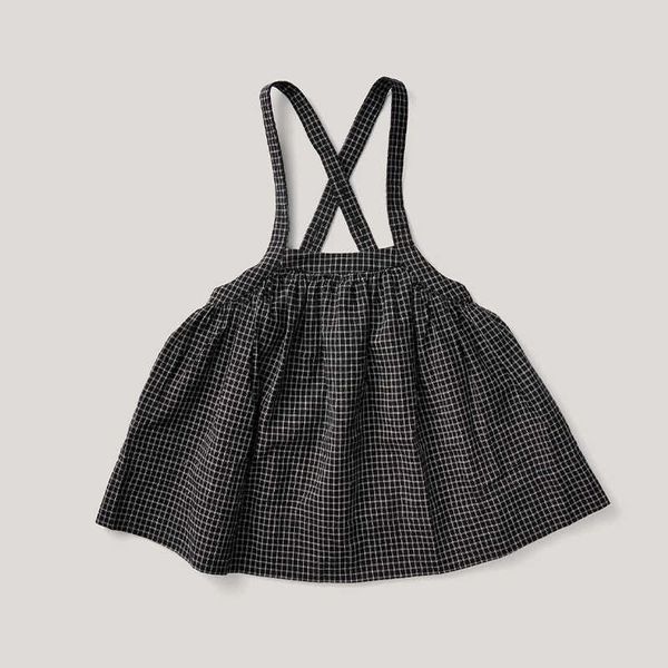 Vestidos da menina retro preto meninas pinafore vestido verão novas crianças algodão casual solto alças ajustáveis tz288