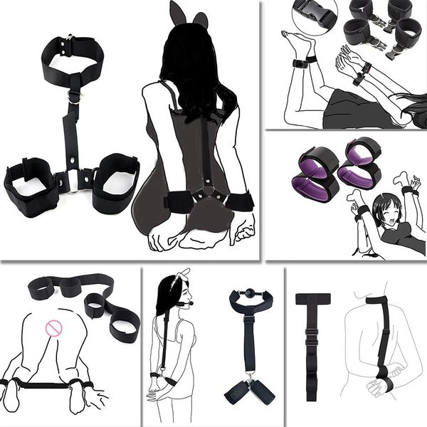 Produkte bdsm sexy Bondage Kit Zurückhalten Handschellen Knöchelschellen Fetisch Erotische Shop Sexspielzeug für Paare Frauen Sklavenkragen Erwachsene Spiele