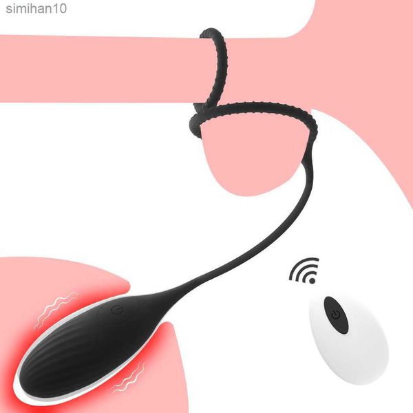 Plug anale vibrante con doppio anello del rubinetto Massaggiatore della prostata Dildo Telecomando Castità Testicolo Vibratore Giocattoli del sesso per gli uomini L230518