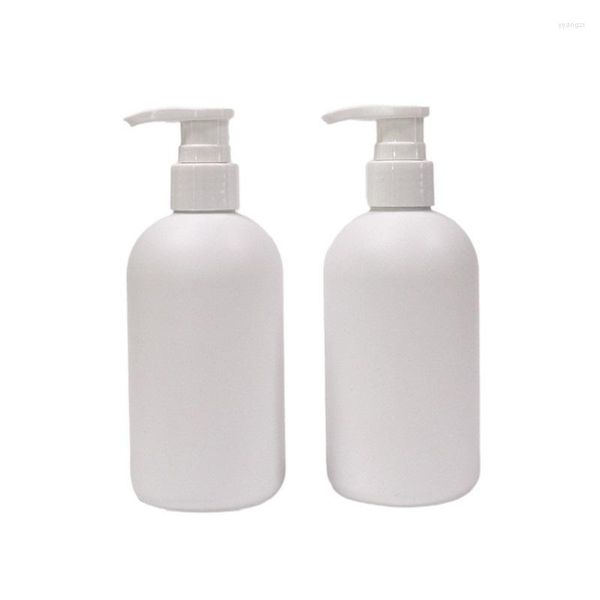 Bottiglie di stoccaggio Bottiglia di plastica Pompa per lozione 250ML Imballaggio cosmetico Portatile Vuoto HDPE Bianco Rotondo Shampoo Gel doccia Ricaricabile 10 pezzi