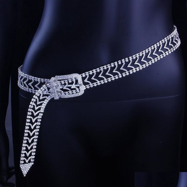 Belly Chains Fl Diamond Waist Chain Belt Bling Crystal Body Gold Sier Hollow Hip Hop Personalizado Jóias Para Homens Mulheres Drop Delivery Dhsjf