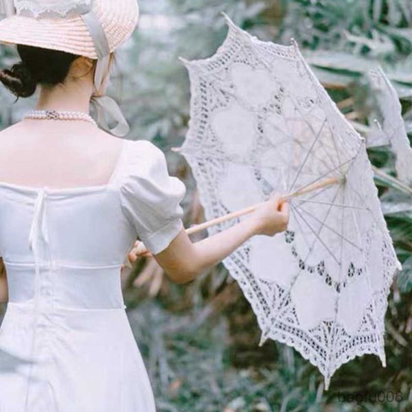 Adereços Branco Casamento Filhos Fêmea Guarda-sol Flor Fotografia Guarda-sol Mulheres Noiva Vestido de Noiva Vintage R230607