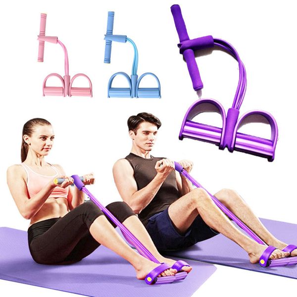 Faixas de resistência Fitness Gum 4 Tubos Latex Pedal Exerciser Situp Pull Rope Expanser Elastic Yoga equipment Pilates Workout 230606