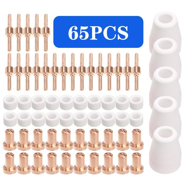 Mondstukken PT31 65pcs Kit consumível de tocha de cortador de plasma 30A/40A LG50 CUT 50/60 Kits de tocha estendem pontas bicos eletrodos