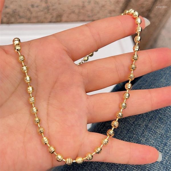 Ketten 2023 Einfache Mode Halskette Für Frauen Männer Gold Farbe Runde Kugelkette Perlen Halsketten Choker Schmuck Großhandel