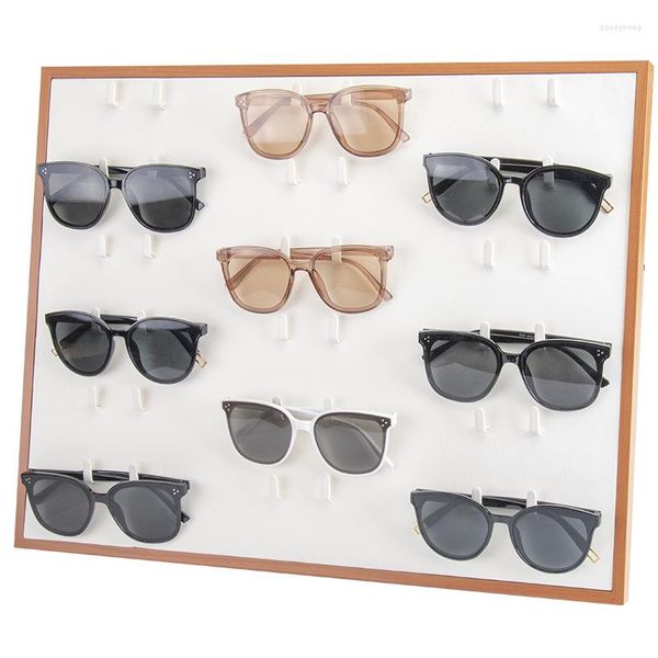Bolsas para joias, porta-óculos de sol de madeira, rack de exibição 18 grade, bandeja de armazenamento de óculos, suporte de suporte de madeira clássico 2023