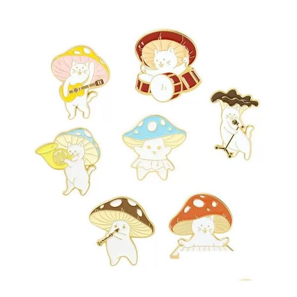 Pins Broschen Pilz Emaille Abzeichen Brosche Anime Pins Niedlich Dekorativ Auf Rucksack Katze Konzert Anstecknadeln Broschen Zurück Zur Schule Gi Dh0Ml