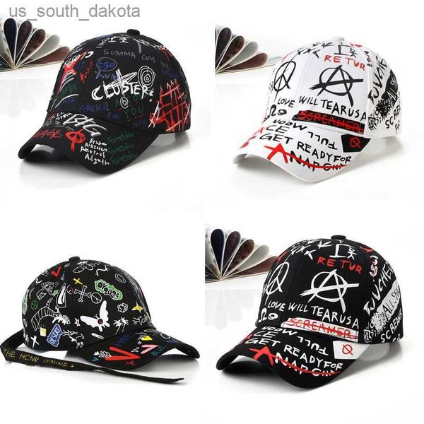 Berretto da baseball stile coreano stampa lettera graffiti per donna uomo moda primavera estate snapback berretto hip-hop visiera cappello papà in cotone L230523