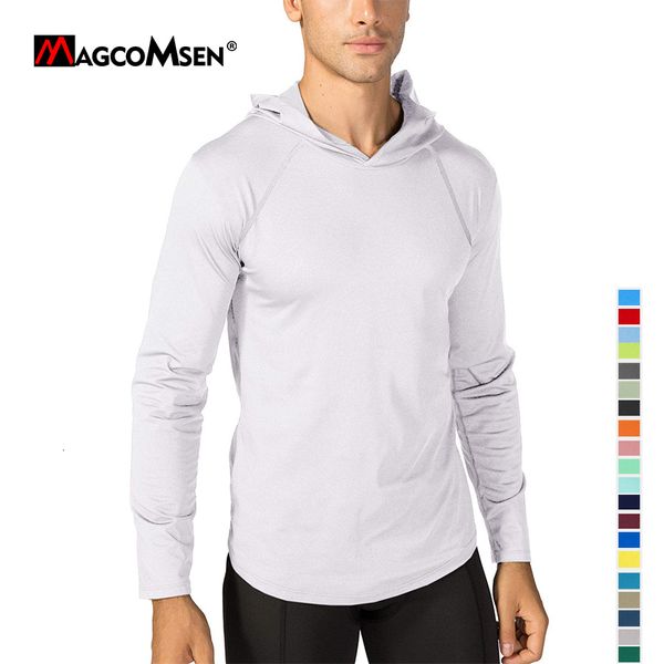 T-shirt da uomo MAGCOMSEN T-shirt a maniche lunghe con protezione solare da uomo UPF 50 Anti-UV Beach Summer Hoodie T-shirt Quick Dry Multi Color Rashguard 230607