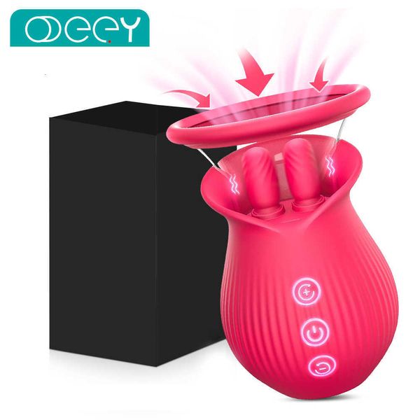 Sucking Tongue Licking Rose Toy Vibratori Capezzoli clitoridei Stimolatore per donne Orgasmo Potente clitoride Figa Masturbazione Sex Toys