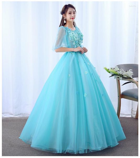 Stage Wear Luxury Light Sky Blue Half Lantern Ballroom Gown / Stage Performance / Dance / Sing / Stuido Ball Gown / Can Customs Making