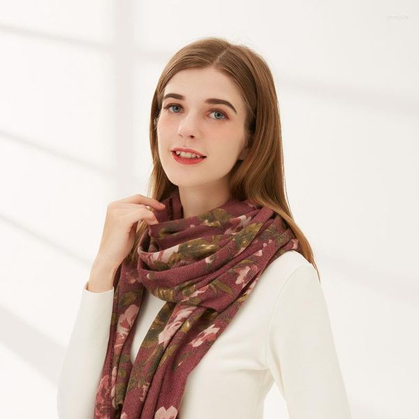 Sciarpe Sciarpa in cashmere con stampa rosa retrò Donna Lusso 2023 Autunno Scialle morbido avvolge Viaggi per donna Foulard Femme Luxe Marque