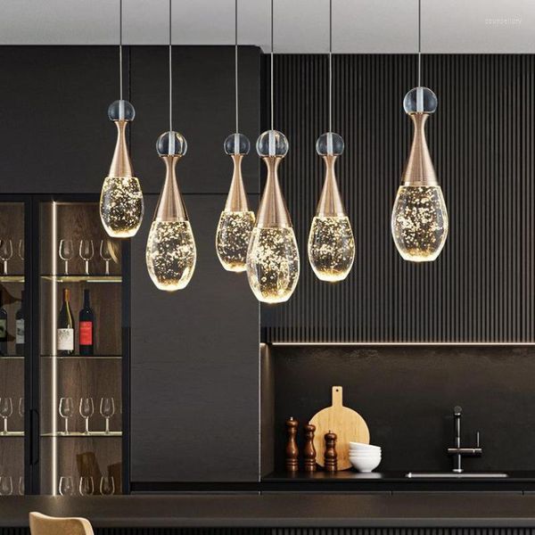 Luminárias pendentes modernas luminárias led bola para sala de jantar cristal luz única criativa nórdica decorativa luzes para cozinha