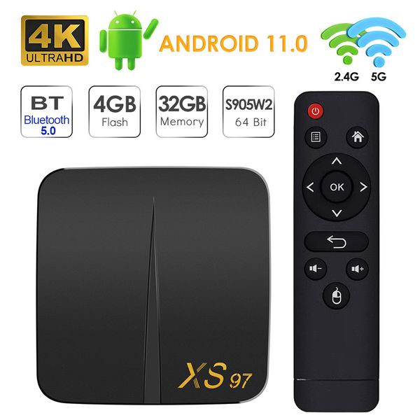 XS97 Akıllı TV Kutusu Android 11 Amlogic S905W2 4GB 32GB BT5.0 H.265 AC Çift WiFi 100m Ethernet 4K Medya Oynatıcı Set Üst Kutusu