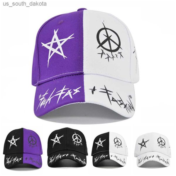 Bonés de Beisebol Graffiti Personalizados Roxo e Branco Patchwork Homens Mulheres Boné Hip Hop Chapéus de Sol Moda Chapéus de Fivela Casual Snapback L230523