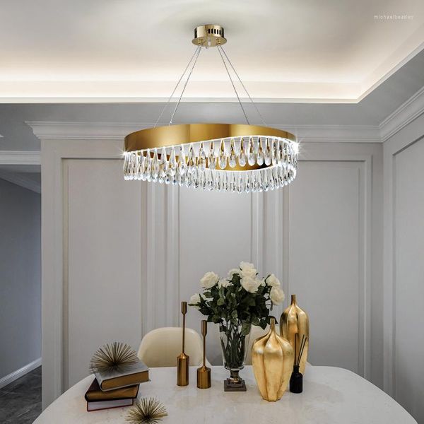 Lampade a sospensione Lampadari LED Postmoderno Acciaio inossidabile oro Designer Cristallo Arte irregolare Tavolo da pranzo Lampada creativa per camera da letto