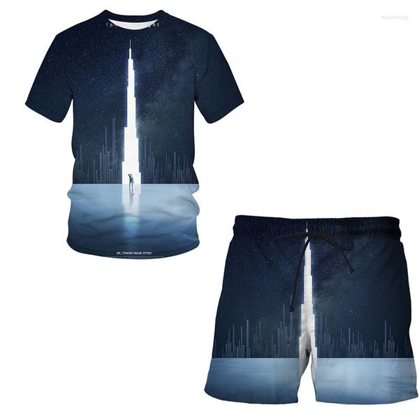 Männer Trainingsanzüge 2023 Casual Starry Night Serie T-shirt Tops Shorts Outfits Sets Kleidung Mädchen Jungen Sommer Druck 3d Anzug 2 stücke Kurzarm