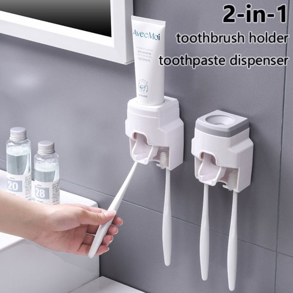 Portaspazzolino Set portaspazzolino Dispenser dentifricio Supporto per montaggio a parete Set accessori bagno Rolling Automatic Squeezer Family Hygienic 230606