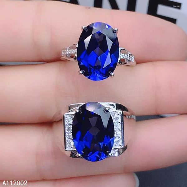 Кластерные кольца kjjeaxcmy fine jewelry natural sapphire 925 стерлингового серебряного серебряного драгоценного камня Мужчины женщины кольцо