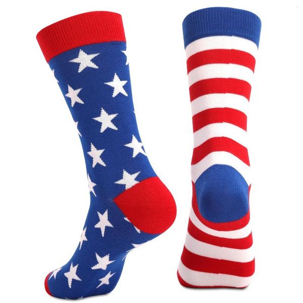 Calzini da uomo Bandiera americana AB Independence Day July Fourth Uomo Donna Vacanza Strisce Stella Cotone Mid Tube Assorbimento del sudore