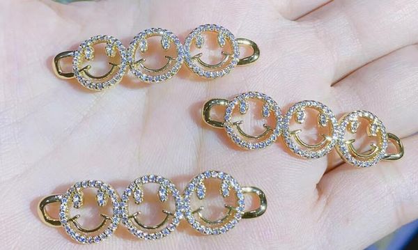 Bağlantı Bilezikler 1 PCS Kalp Boy Kız Moda DIY, bileklik mücevherleri için bakır altın renk kübik zirkonya takılar aksesuarlar konektörü