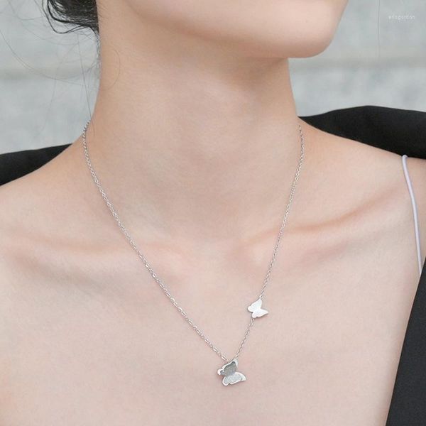 Ketten Edelstahl Schmetterling Initialen Halsketten für Frauen Minimalist Silber Farbe Namen Halskette Hochzeit Schmuck Geschenk