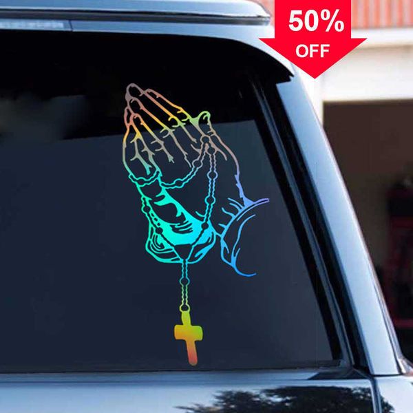 Araba duası jest inci dekor araba stil çıkartma Tanrı İsa Mesih inanç otomatik vücut pencere vinil çıkartma araba çıkartmaları dekorasyon