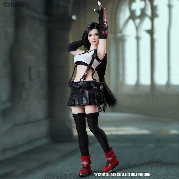 SUPER DUCK SDMINI002 1/12 Tifa Fantasy Fighting Goddess Head Sculpt Clothes Set Fits 6 '' Action Figure TBLeague T03A Body L230522