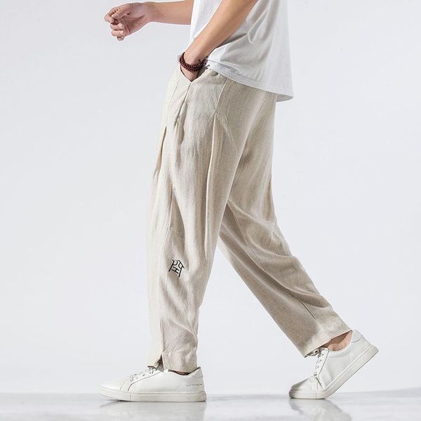 Pants MRGB hommes solide coton lin sarouel Style chinois mode décontracté homme pantalon Streetwear lâche pantalons de survêtement femmes pantalon