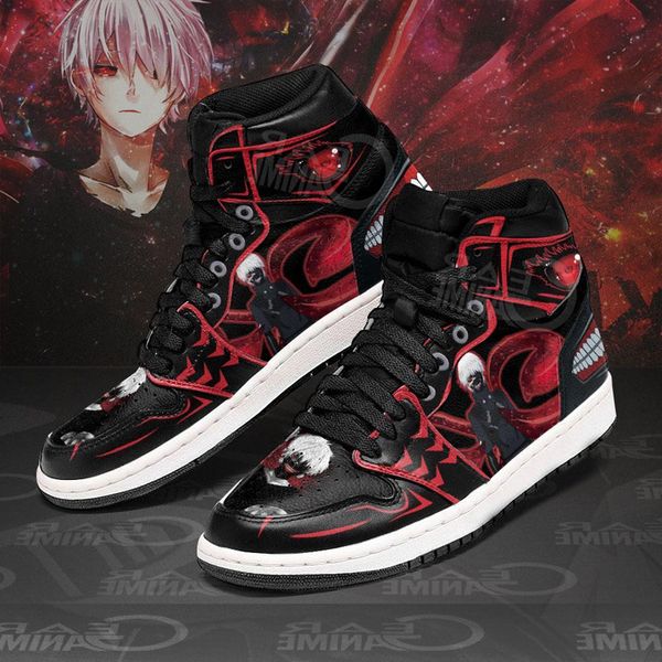 Moda Anime Scarpe casual Uomo Donna Ken Kaneki Kagune Tokyo Ghoul Sneakers Italia Trendy High Top Manga Design in pelle Anime personalizzate per fan Scarpe sportive Box EU 36-48