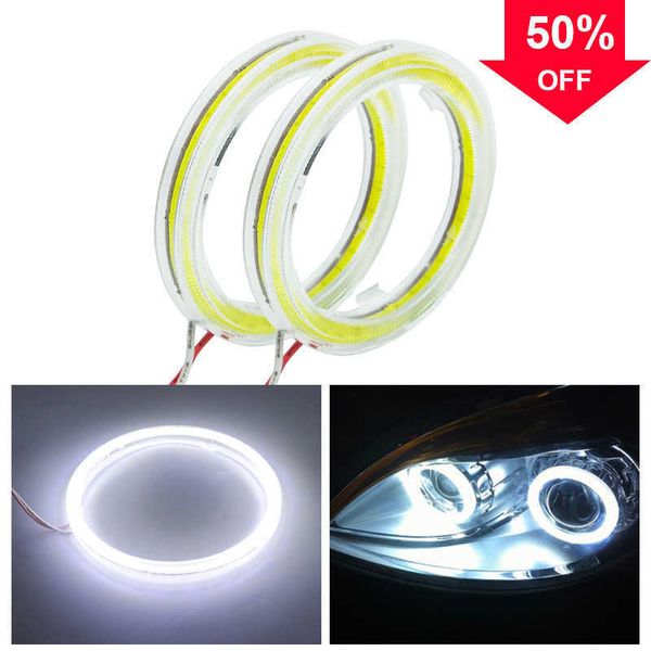 Yeni 2pcs 60mm-12mm LED Melekler Circle Araba Far Motosiklet Yüzük Alan Lambası Otomobil Kobu LED Işıklar