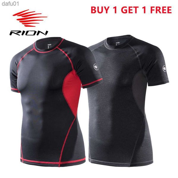 RION Sportswear Gym T-Shirt Men Fitness Shirts Compre 1 Ganhe 1 Grátis Bodybuilding Sport Men Running Man Workout Shirt 2 Pack L230520