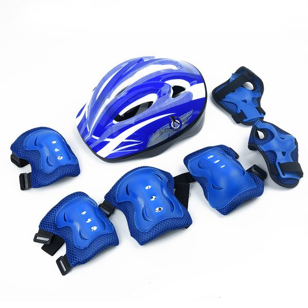 Caschi da ciclismo 7pcs Kid Roller Bike Casco Ginocchiere Polsiere Gomitiere Set Set di protezioni per ciclismo Protezione di sicurezza per bambini in sella 230607