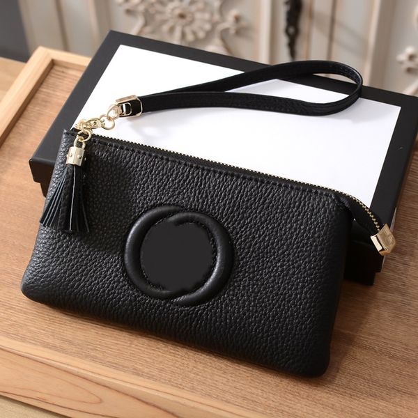 Portafogli firmati da donna da uomo Pochette Mini portafogli in pelle di agnello nera Tasca portamonete Tasche interne per fessure Borsa piccola in vera pelle Nuovo