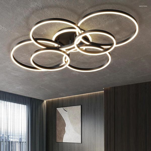 Luzes de teto Círculo Nórdico Lâmpadas LED Moderno Lustre Dourado Para Sala De Estar Quarto Acrílico Luminária Decoração Interior Da Casa