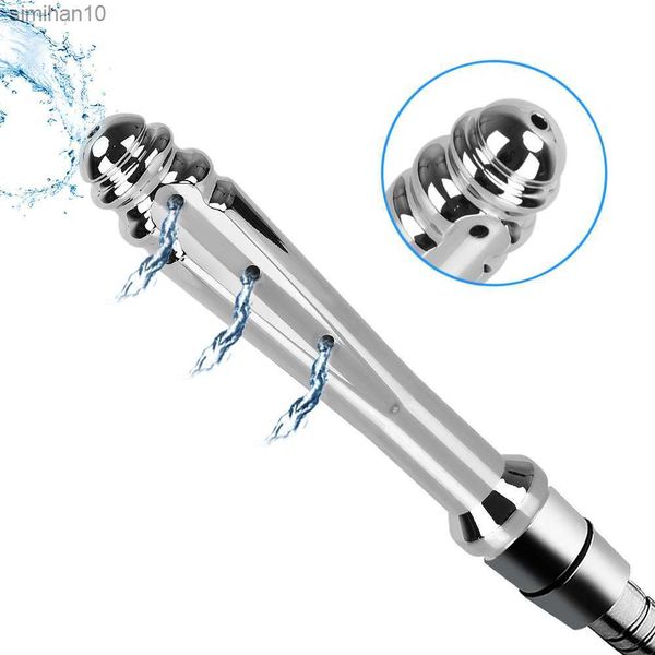 Metallo 7 fori Apertura laterale Prodotti del sesso Anale Pulizia del clistere Doccia Colonic Douche Ugello Lavaggio vaginale Strumenti del sesso per coppie L230518