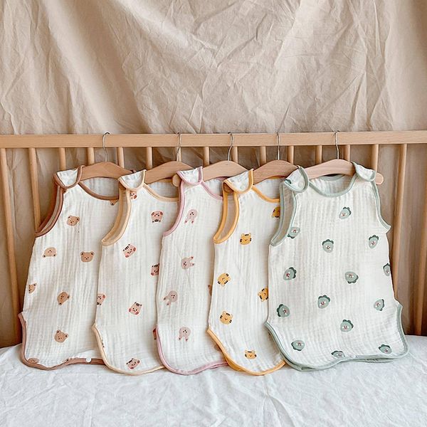 Спальные мешки детская сумка без рукавов рожденные детские ряд Quilt Лето тонкая двойная хлопковая пряжа чистая марля 230606