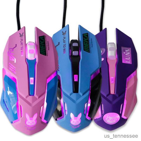 Ratos Ratos USB com fio para jogos, rosa, para computador, profissional, colorido, retroiluminado, para dados, laptop, pc