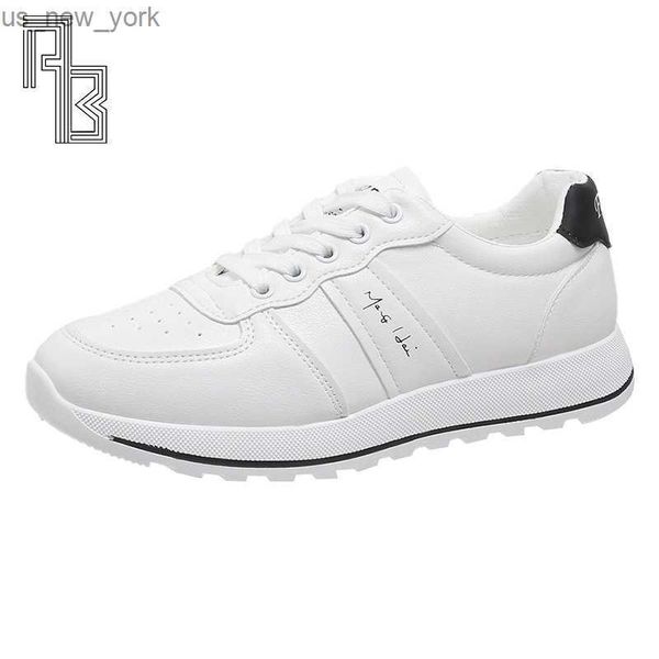 Versão Coreana Sapatos Femininos Brancos Tênis Chunky Couro Sapatos Vulcanizados Casuais Moda Sapatos Intensos Plataforma Sapatilha Cesta L230518