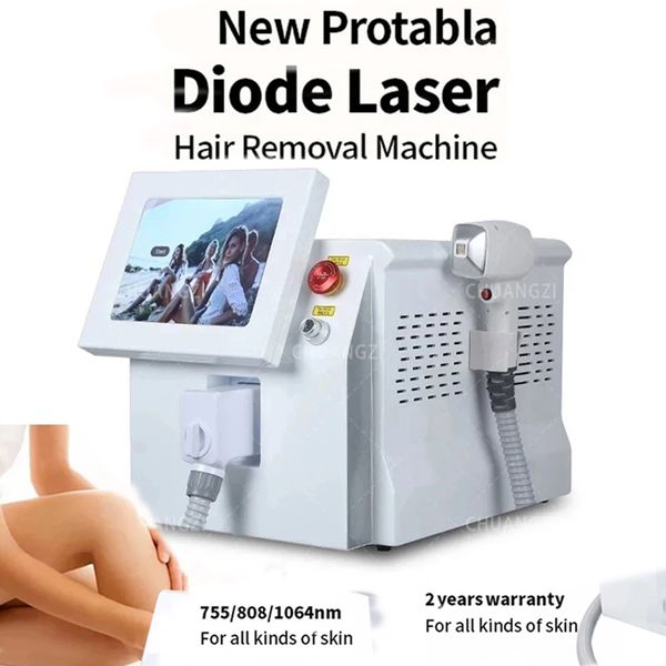 Nuovo laser a diodi portatile da 2000 W 755 808 1064nm Lunghezza d'onda Macchina per la depilazione Testa di raffreddamento Epilatore laser indolore Rimozione dei peli del corpo del viso