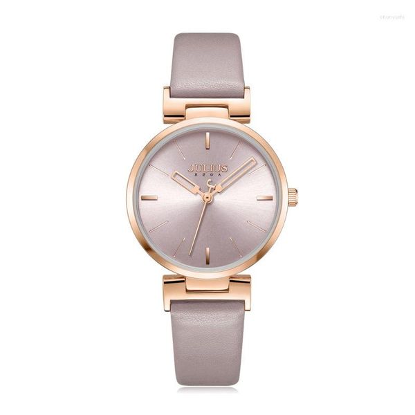 Relógios de pulso Julius Lady Relógio Feminino Japão Quartzo Elegante Simples Fashion Hours Pulseira Couro Real Caixa de Presente de Aniversário de Menina