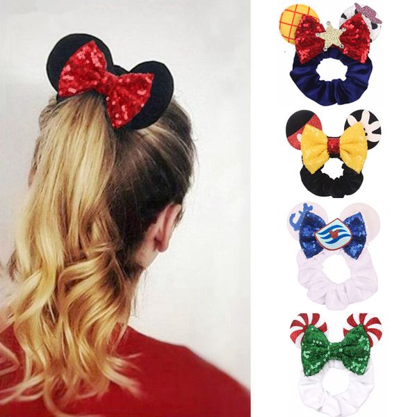 Acessórios de cabelo s Orelhas de rato de Natal Scrunchies Faixas de cabelo de veludo para meninas Lantejoulas Lantejoulas Faixa de cabeça feminina Acessórios para bricolage 230606