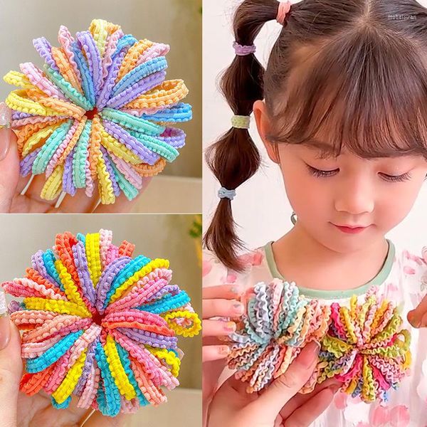 Accessori per capelli 50 pezzi Fasce elastiche solide carine per bambini Fasce per capelli in gomma con anello a forma di onda coreana per bambini