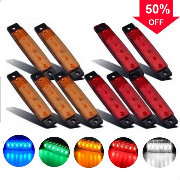 NEU 6 LED -LKW -Seiten hellgelb weißer rotes Marker Lampe niedrige Kraft -Wasserdichte Seitenlichter Sicherheitslampen 24 V